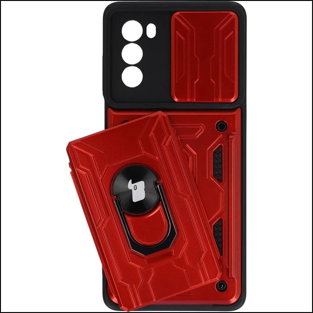 Etui Bizon Case Camshield Card Slot Ring do Moto G62 5G červené - 4