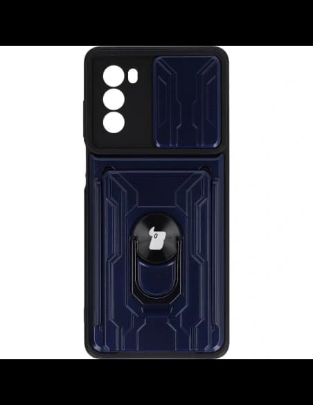 Bizon Case Camshield Slot pentru Card Ring Moto G62 5G albastru marin