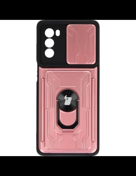 Bizon Case Camshield Card Slot Ring Moto G62 5G roz deschis