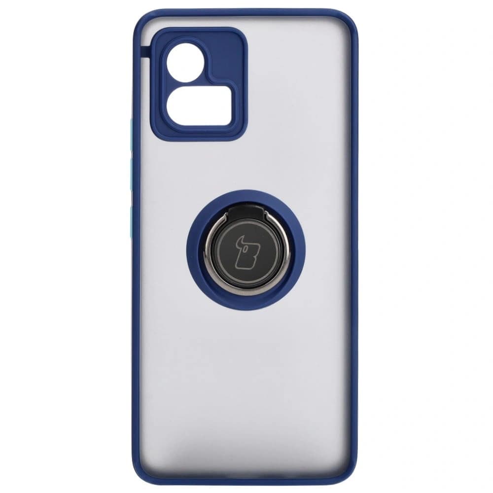 Bizon Case Hybrid Ring Motorola Moto G72 smoky with a navy blue frame - 2