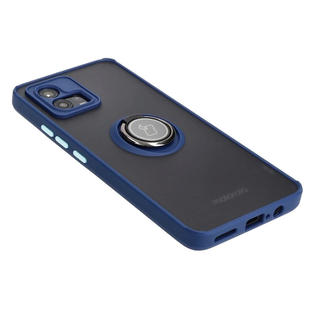 Bizon Case Hybrid Ring Motorola Moto G72 smoky with a navy blue frame - 4