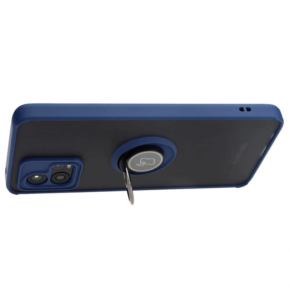 Bizon Case Hybrid Ring Motorola Moto G72 smoky with a navy blue frame - 5