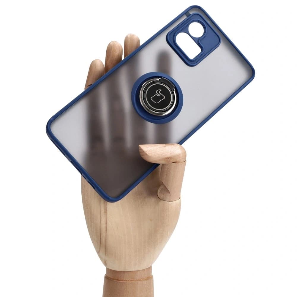 Bizon Case Hybrid Ring Motorola Moto G72 smoky with a navy blue frame - 6