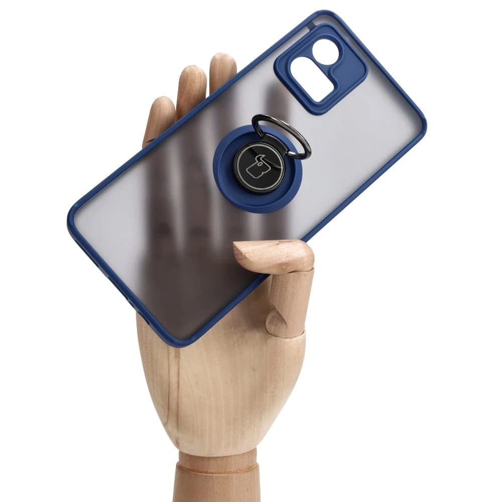 Bizon Case Hybrid Ring Motorola Moto G72 smoky with a navy blue frame - 7