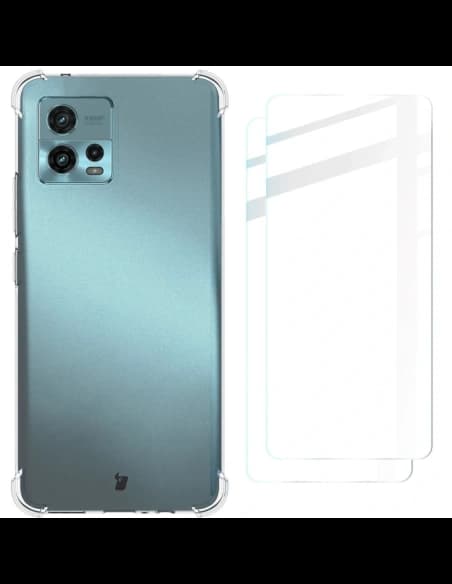 Bizon Case Clear Pack case + 2x screen film Motorola Moto G72 clear