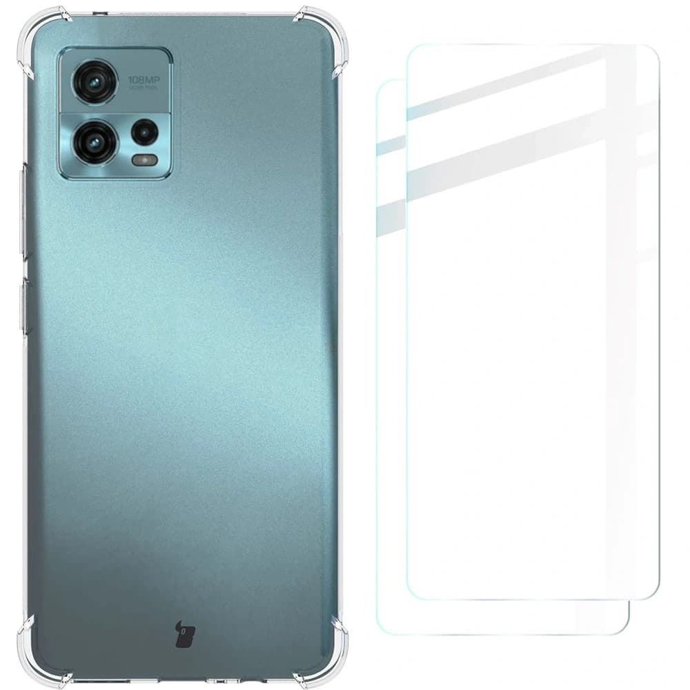 Bizon Case Clear Pack case + 2x screen film Motorola Moto G72 clear - 1