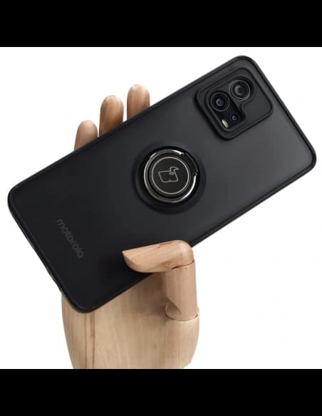 Bizon Case Hybrid Ring Motorola Moto G72 smoky with a black frame