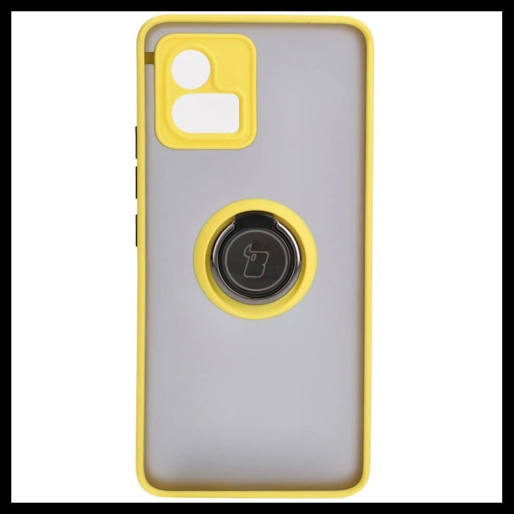 Bizon Case Hybrid Ring Motorola Moto G72 smoky with a yellow frame - 2