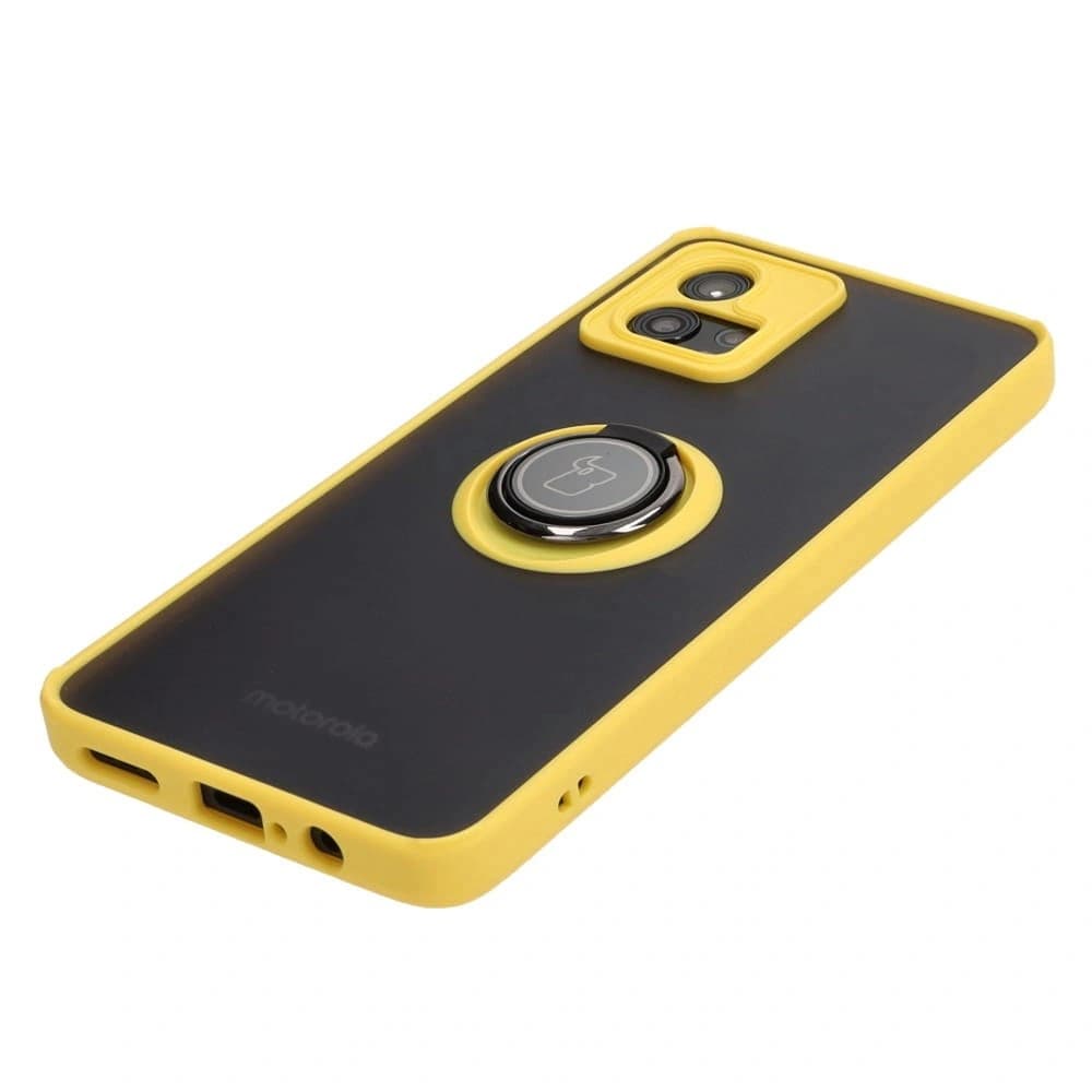 Bizon Case Hybrid Ring Motorola Moto G72 smoky with a yellow frame - 3
