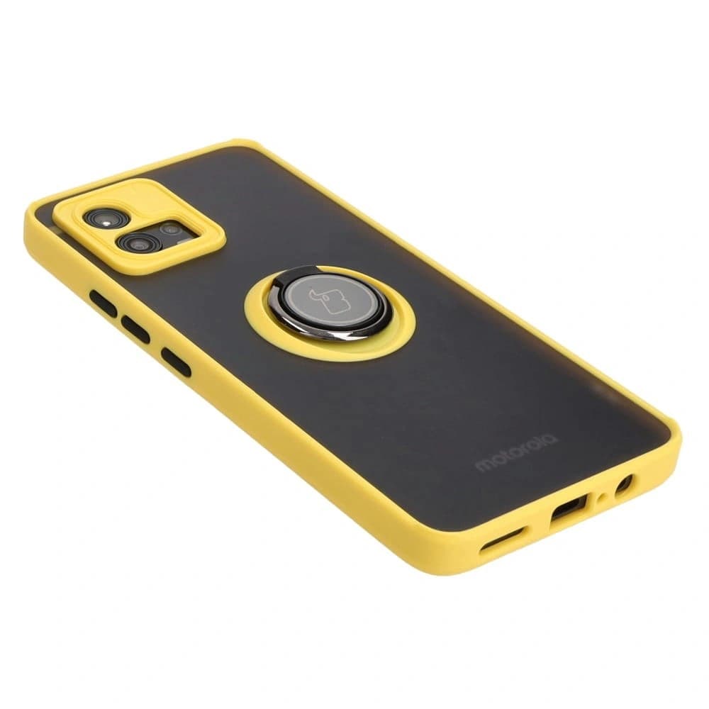 Bizon Case Hybrid Ring Motorola Moto G72 smoky with a yellow frame - 4