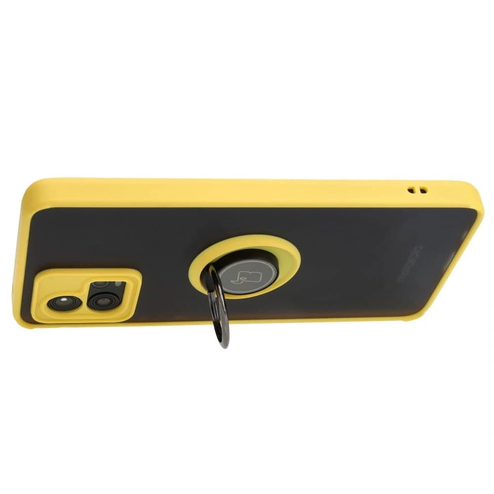 Bizon Case Hybrid Ring Motorola Moto G72 smoky with a yellow frame - 5