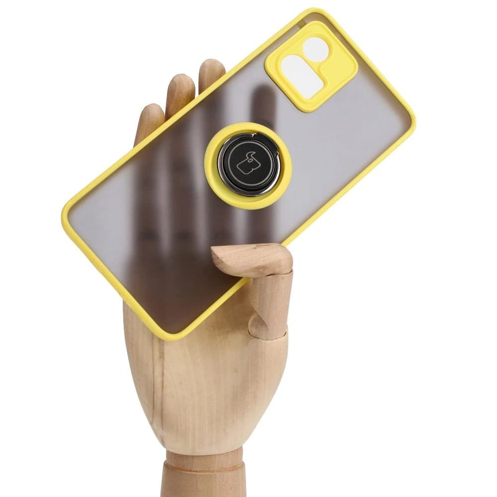 Bizon Case Hybrid Ring Motorola Moto G72 smoky with a yellow frame - 6