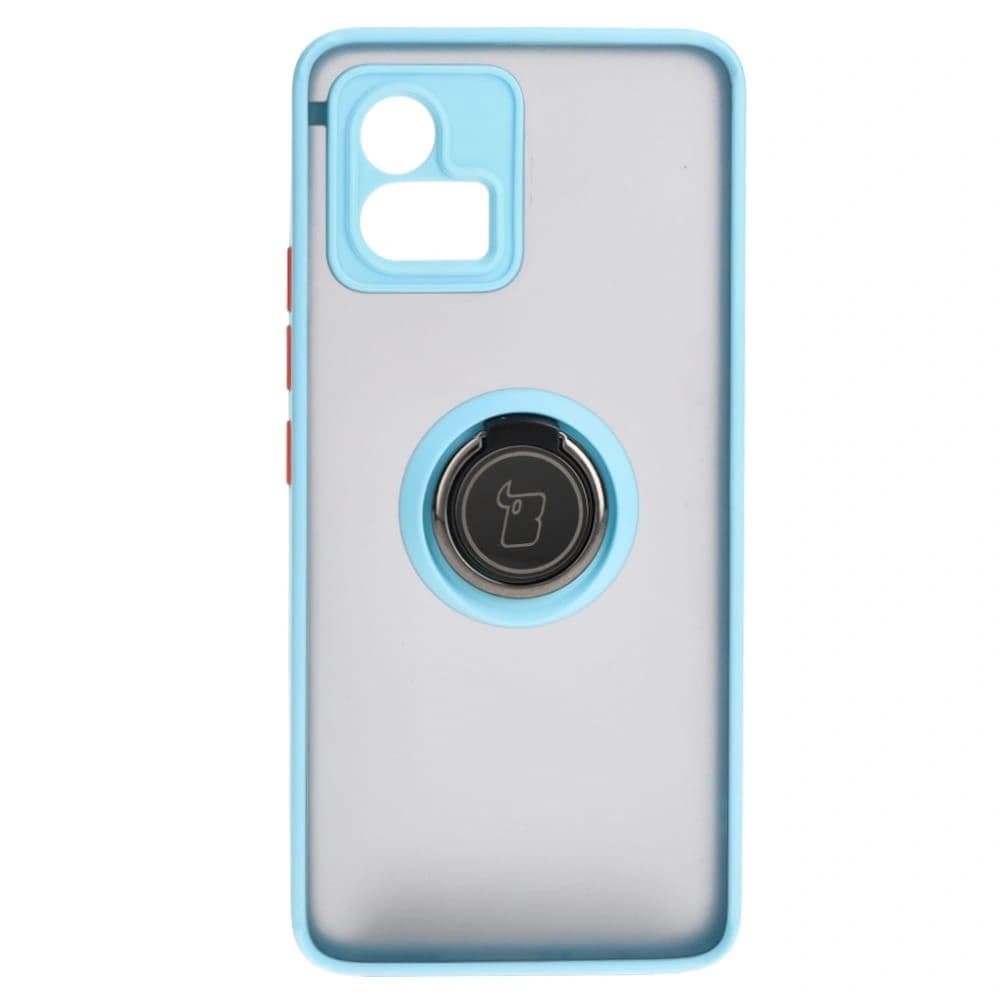 Bizon Case Hybrid Ring Motorola Moto G72 smoky with a light blue frame - 2