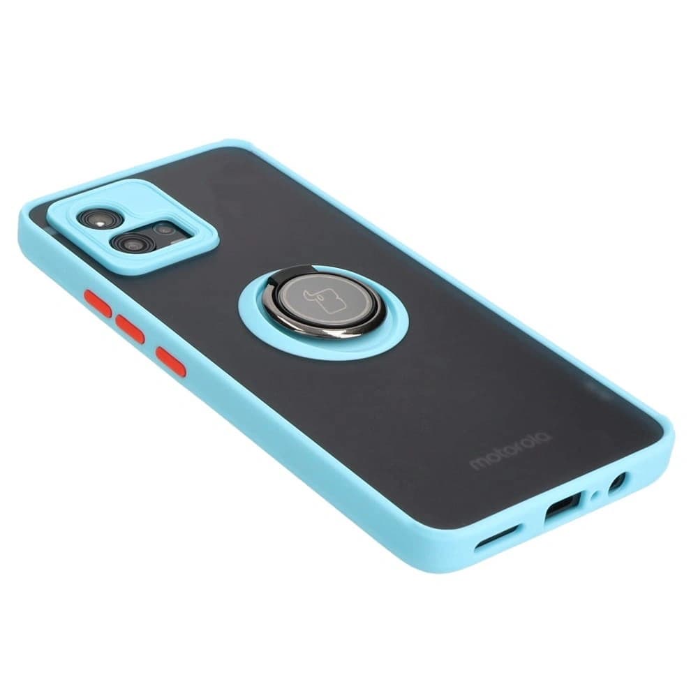 Bizon Case Hybrid Ring Motorola Moto G72 smoky with a light blue frame - 4