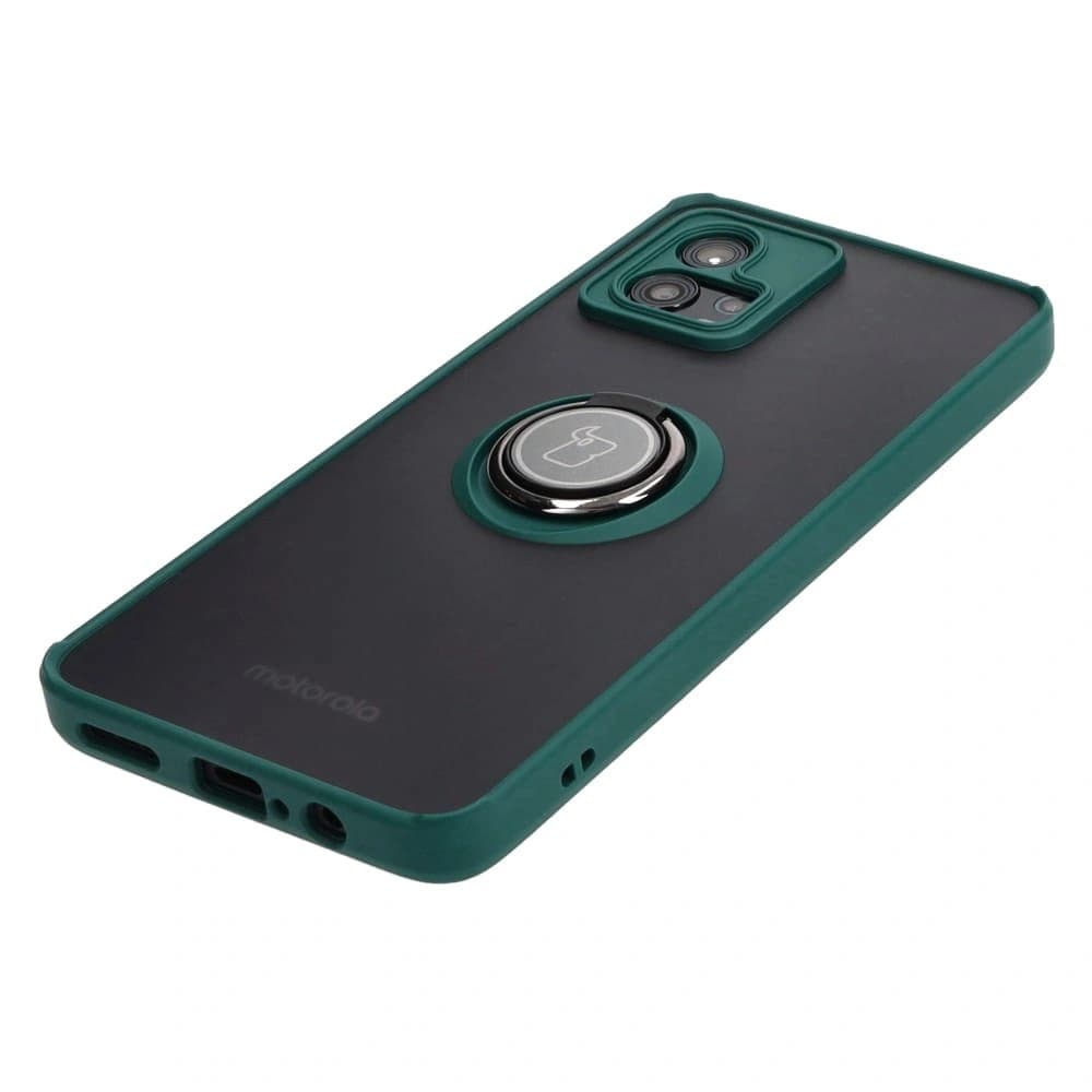 Bizon Case Hybrid Ring Motorola Moto G72 fumos cu un cadru verde închis - 3