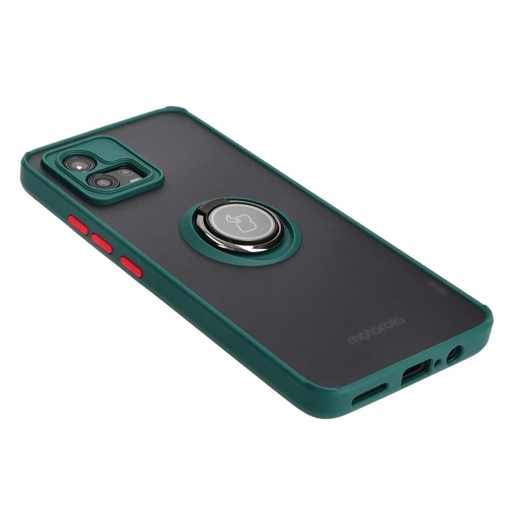 Bizon Case Hybrid Ring Motorola Moto G72 fumos cu un cadru verde închis - 4