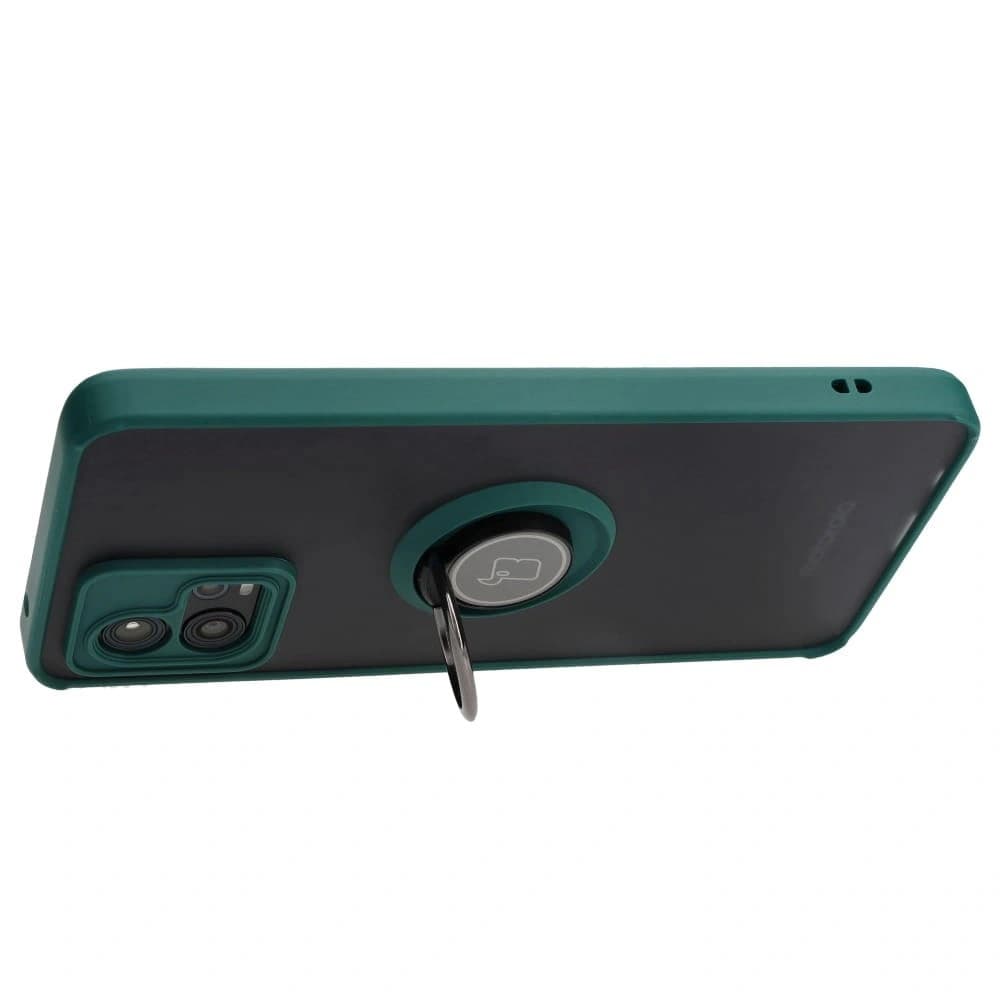Bizon Case Hybrid Ring Motorola Moto G72 fumos cu un cadru verde închis - 5