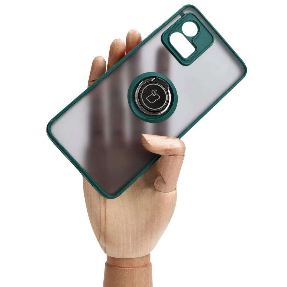 Bizon Case Hybrid Ring Motorola Moto G72 fumos cu un cadru verde închis - 6