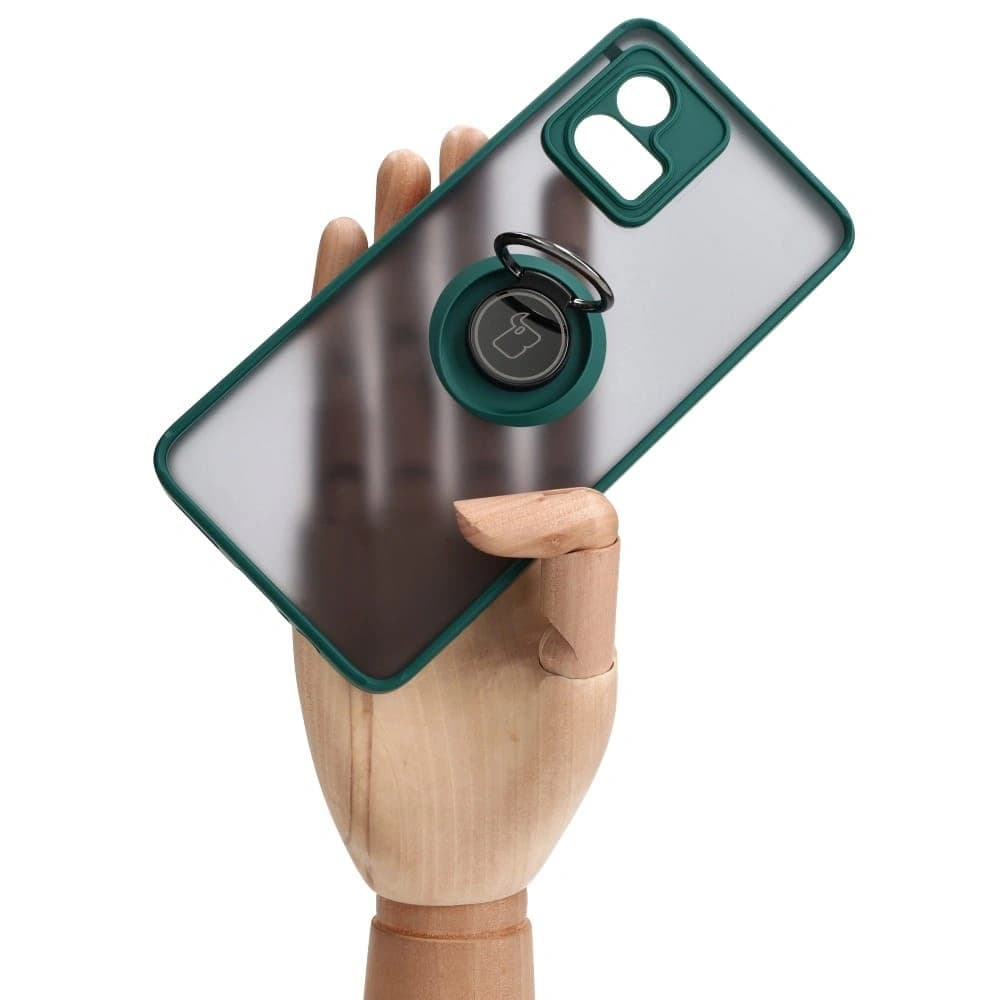 Bizon Case Hybrid Ring Motorola Moto G72 fumos cu un cadru verde închis - 7