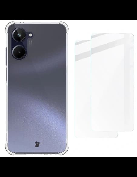 Bizon Case Clear Pack Hülle + 2x Schutzglas für Realme 10 4G klar