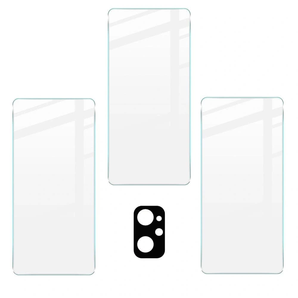 Bizon Glas Klar gehärtetes Glas - 3 Stück. + Linsen-Glas Realme 9i - 5