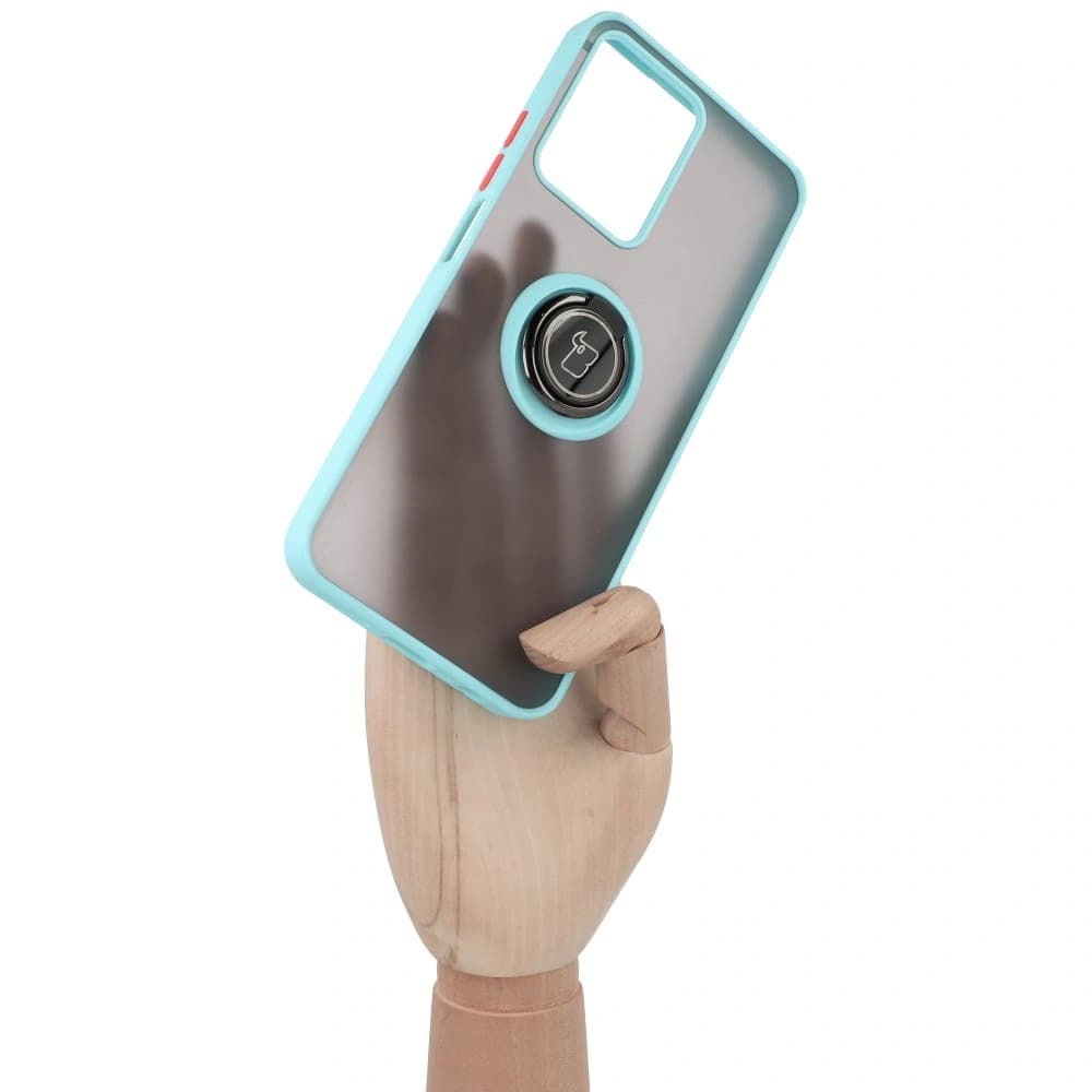 Bizon Case Hybrid Gyűrű Realme C33 / C30 / Narzo 50i Prime füstös színben, világoskék kerettel - 7