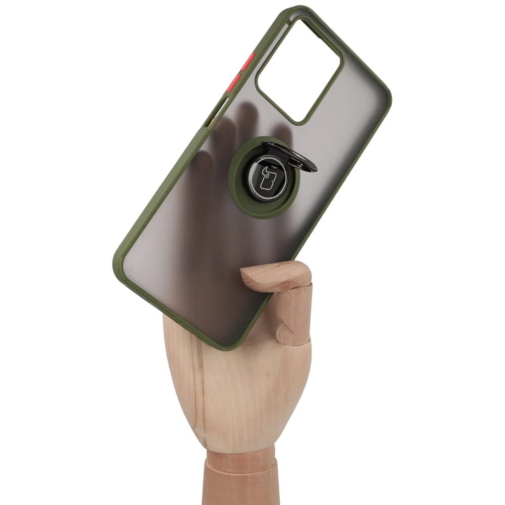Bizon Case Hybrid Ring Realme C33 / C30 / Narzo 50i Prime smoky with a green frame - 7