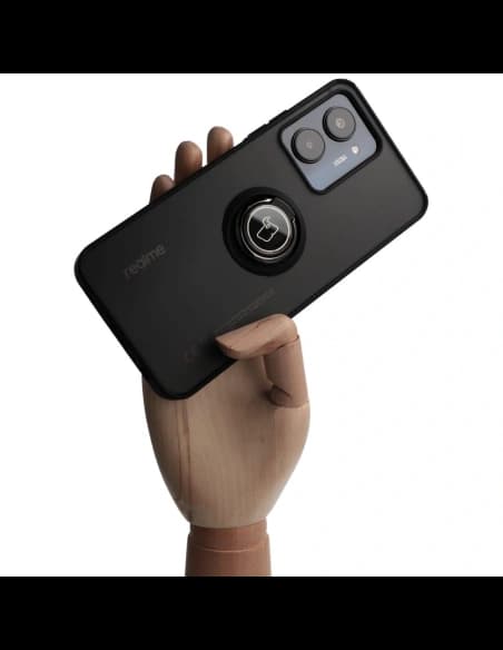 Bizon Case Hybrid Gyűrű Realme C33 / C30 / Narzo 50i Prime füstös fekete kerettel