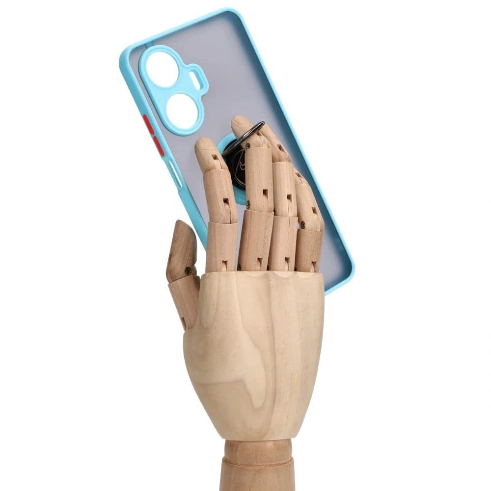 Pouzdro s držákem na prst Bizon Case Hybrid Ring pro Realme C55 kouřové s světle modrým rámečkem - 8