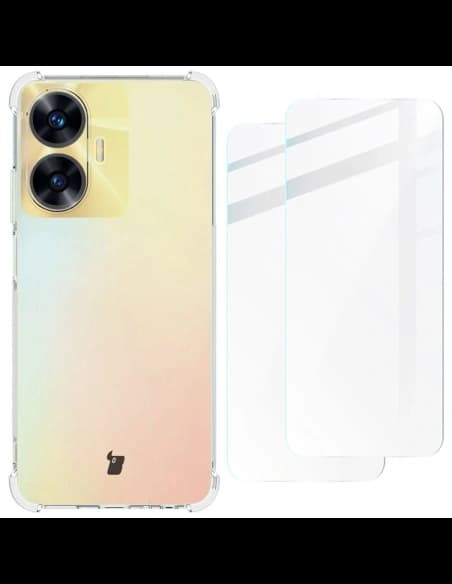 Etui + 2x sklo na displej Bizon Case Clear Pack pro Realme C55 průhledné