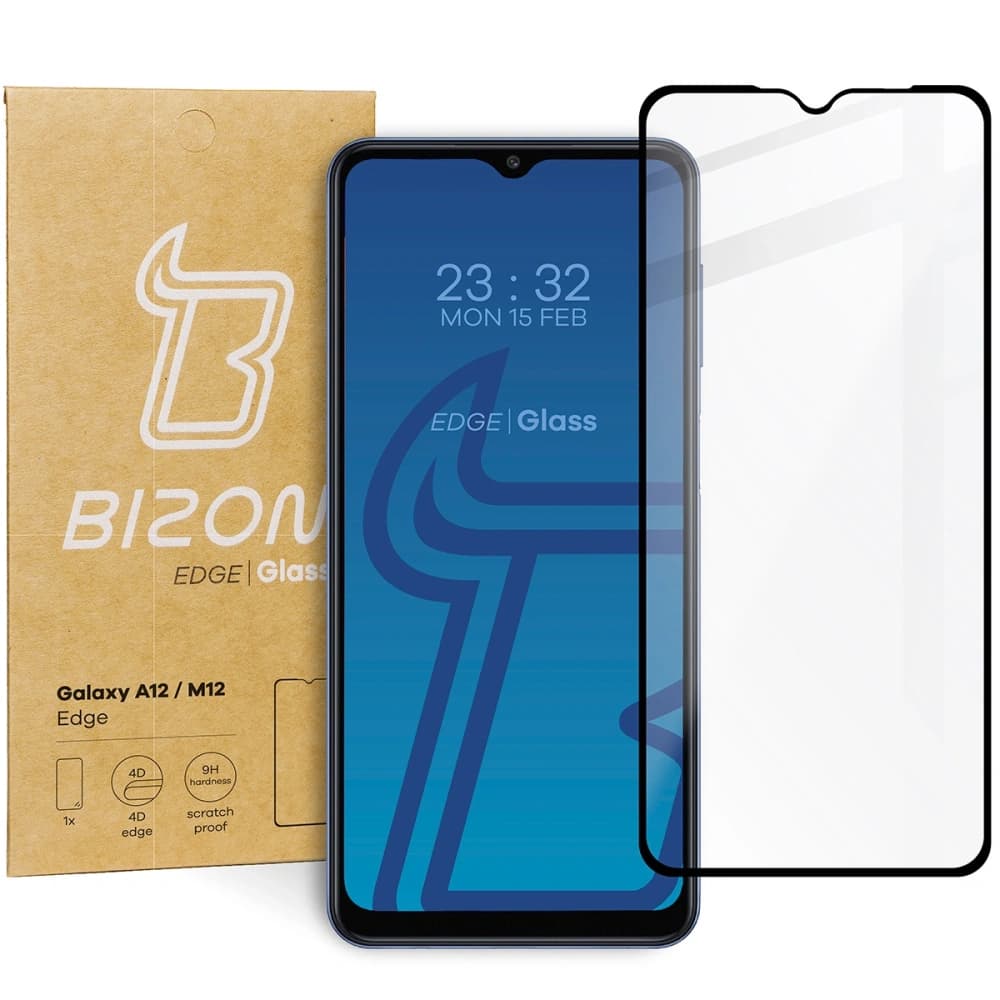 Bizon Glass Edge Samsung Galaxy A12 / M12 fekete - 1