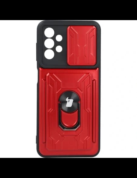Bizon Case Camshield cu slot pentru card Ring Samsung Galaxy A13 4G roșu