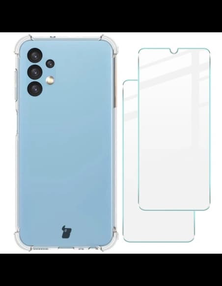 Bizon Case Clear Pack carcasă + 2x sticlă de protecție Samsung Galaxy A13 4G clar