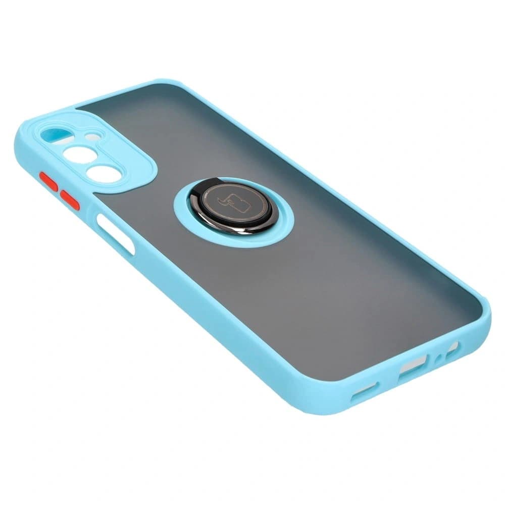 Bizon Case Hybrid Ring Samsung Galaxy A14 4G / 5G füstös, világoskék kerettel - 4