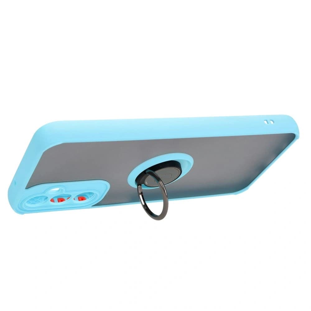 Bizon Case Hybrid Ring Samsung Galaxy A14 4G / 5G füstös, világoskék kerettel - 5