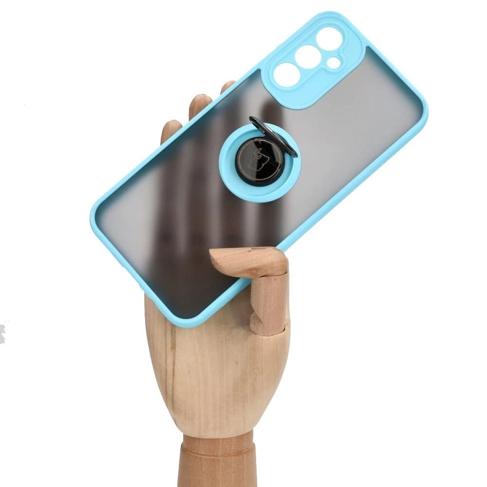 Bizon Case Hybrid Ring Samsung Galaxy A14 4G / 5G füstös, világoskék kerettel - 7