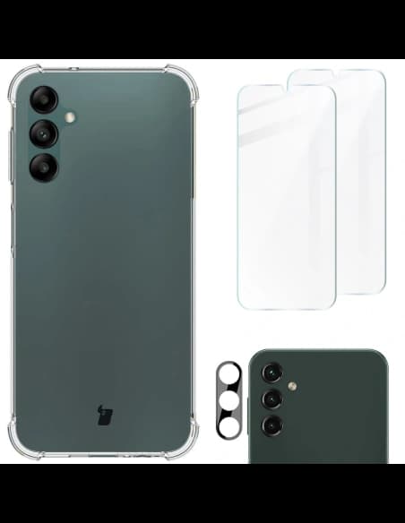 Bizon Case Clear Pack case + 2x screen glass + lens glass Samsung Galaxy A14 4G/5G clear