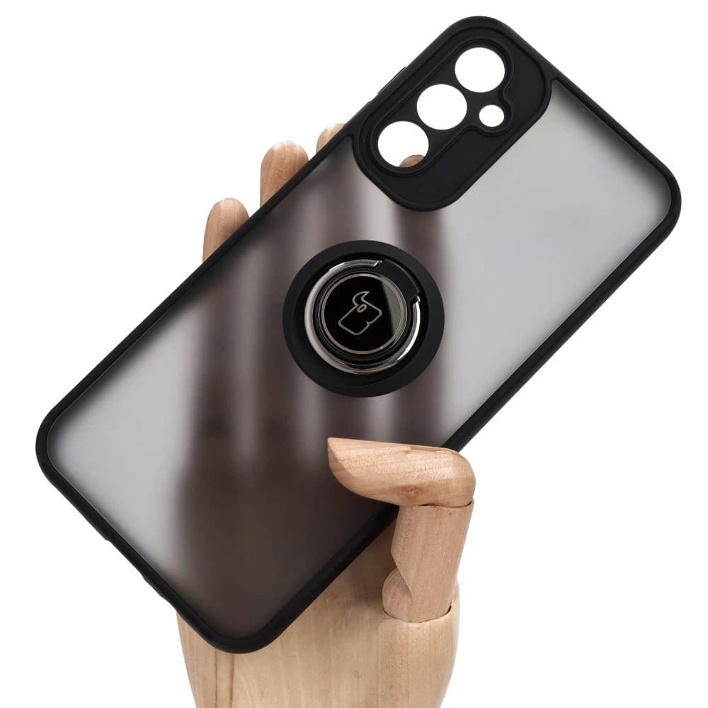 Bizon Case Hybrid Ring Samsung Galaxy A14 4G / 5G füstös fekete kerettel - 1