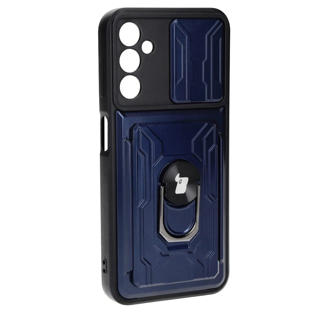Bizon Case Camshield Kártyafoglalatos Gyűrű Samsung Galaxy A14 4G/5G sötétkék - 2