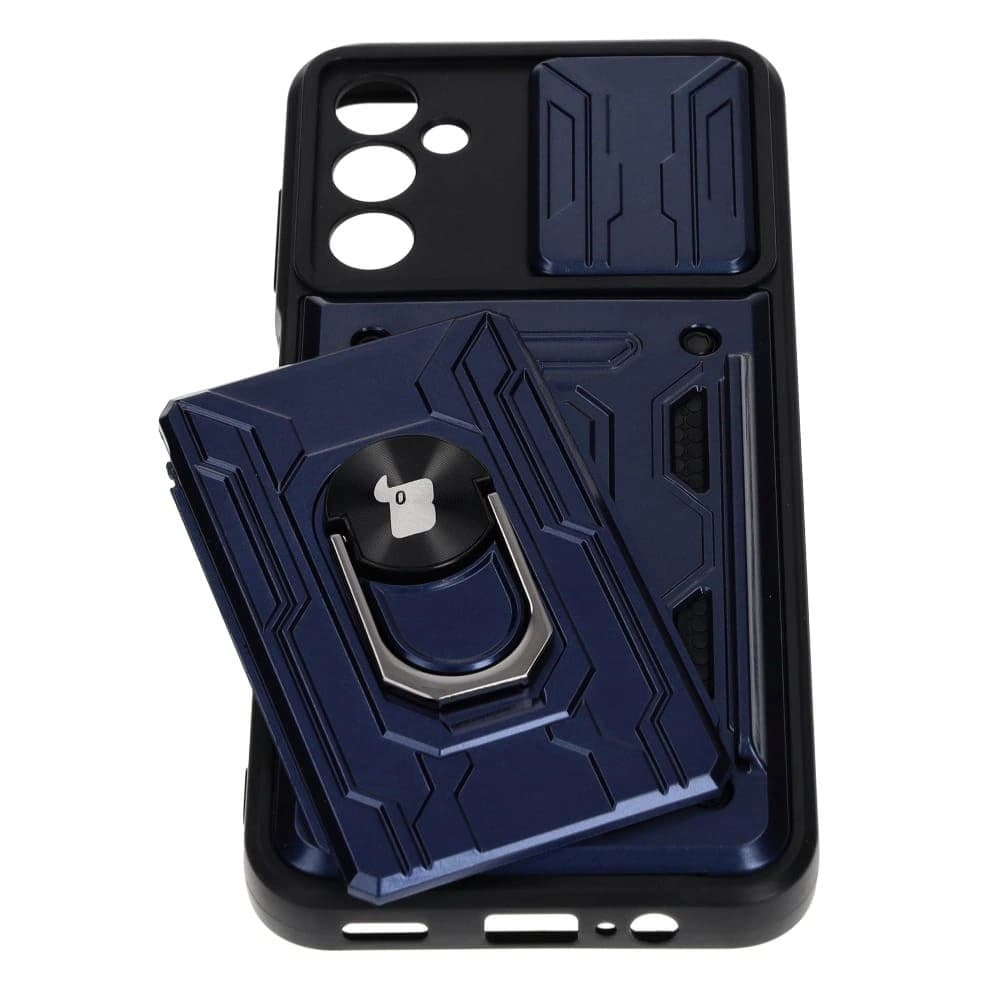 Bizon Case Camshield Kártyafoglalatos Gyűrű Samsung Galaxy A14 4G/5G sötétkék - 3