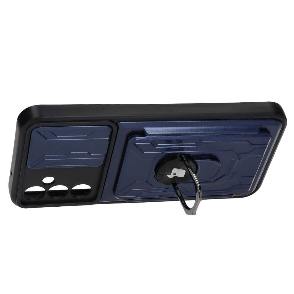 Bizon Case Camshield Kártyafoglalatos Gyűrű Samsung Galaxy A14 4G/5G sötétkék - 4