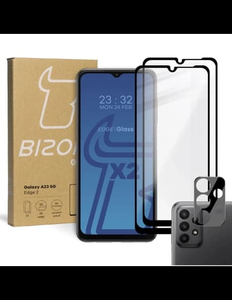 BIZON Edge 2 2x Bildschirmglas + Kameraglas Samsung Galaxy A23 5G