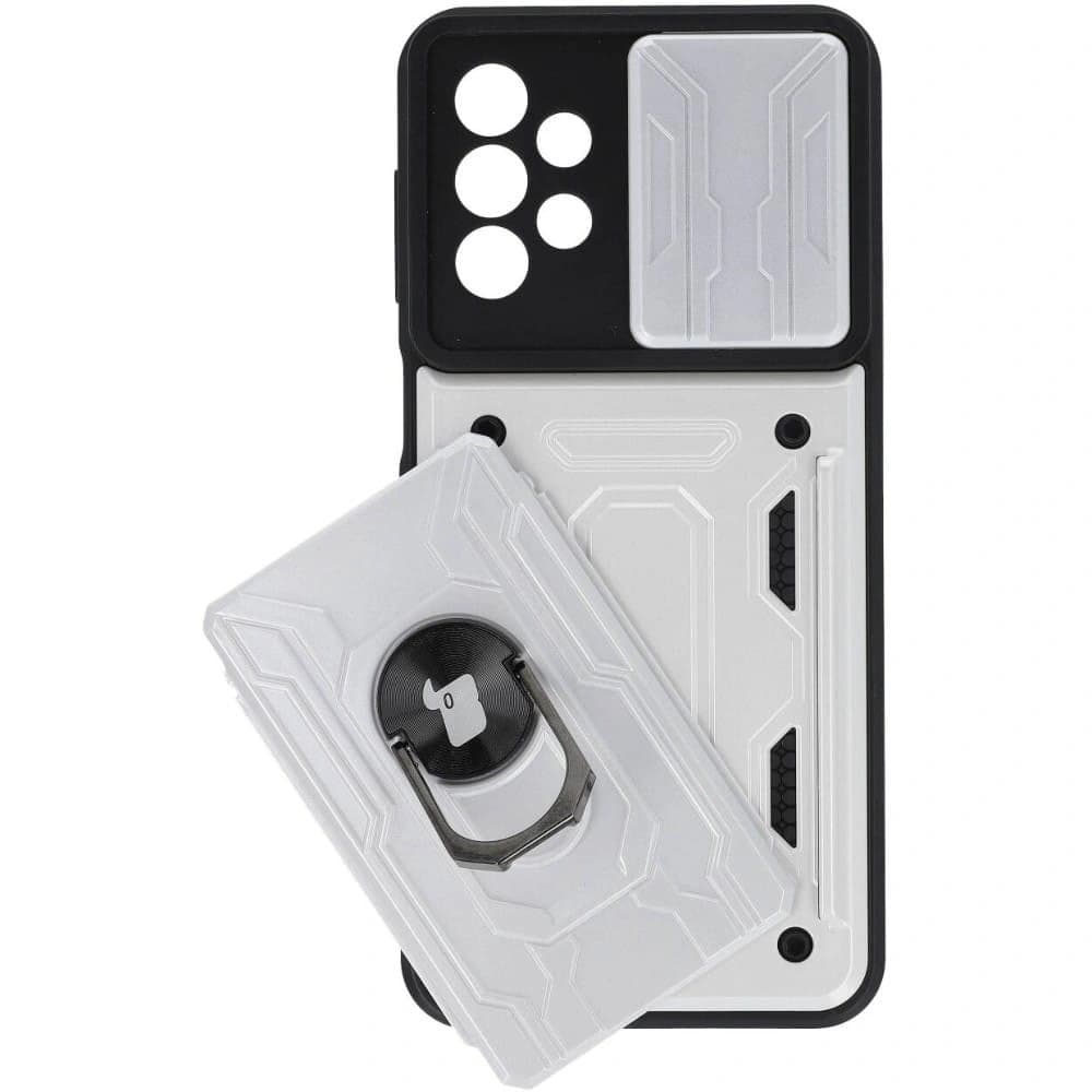 Etui Bizon Case Camshield Card Slot Ring do Galaxy A23 5G / 4G, białe - 4