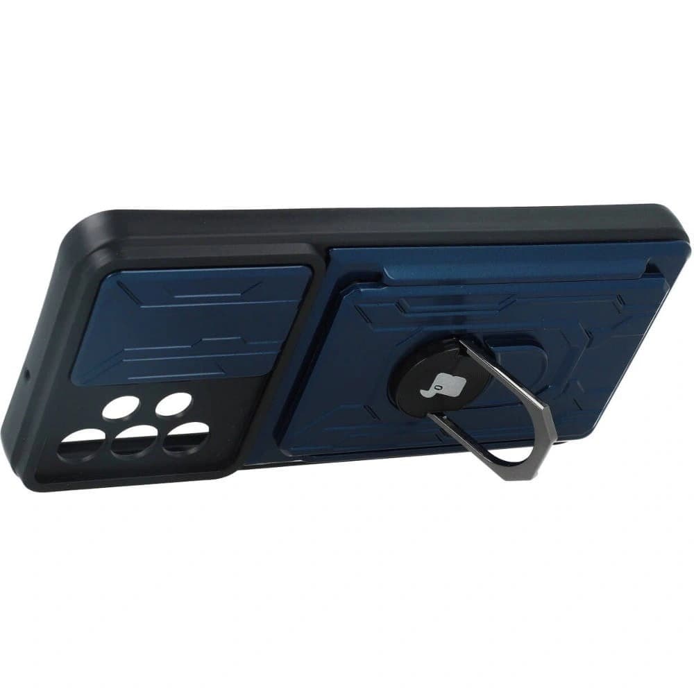 Etui Bizon Case Camshield Card Slot Ring do Galaxy A23 5G / 4G, granatowe - 3