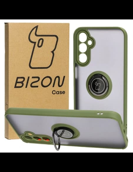 Bizon Case Hybrid Ring Samsung Galaxy A24 4G smoky with a green frame