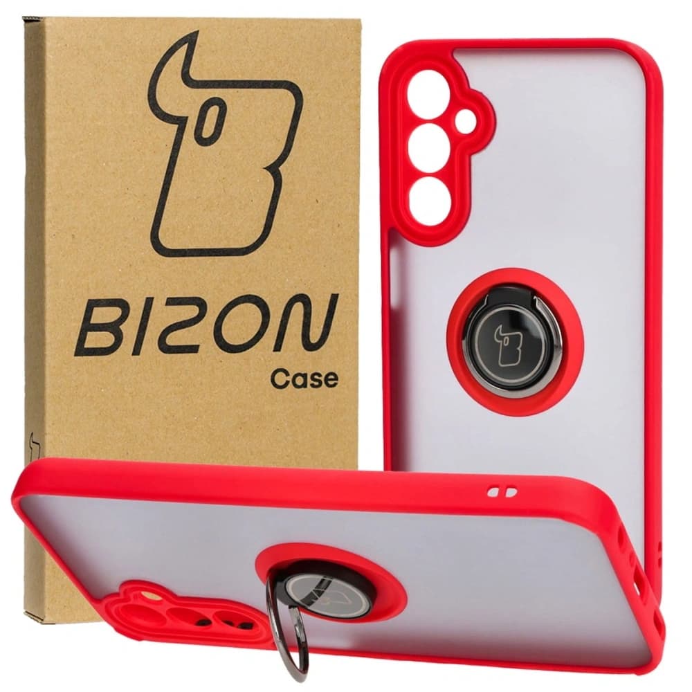Bizon Case Hybrid Ring Samsung Galaxy A24 4G smoky with a red frame - 1