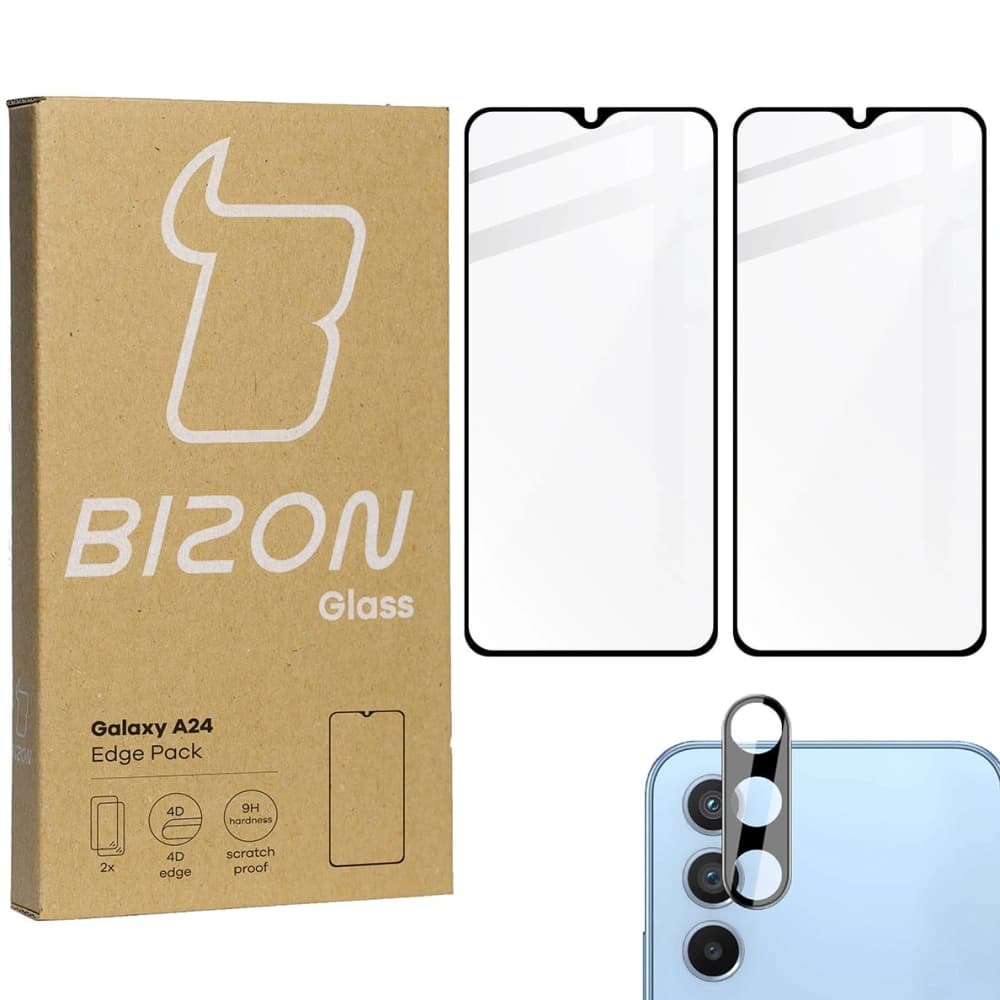 BIZON Edge Pack 2x Bildschirmglas + Kameraglas Samsung Galaxy A24 - 1