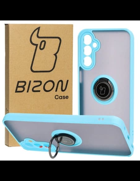 Bizon Case Hybrid Ring Samsung Galaxy A24 4G smoky with a light blue frame