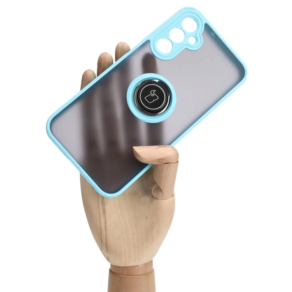 Bizon Case Hybrid Ring Samsung Galaxy A24 4G füstös színű, világoskék kerettel - 6