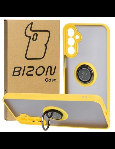 Bizon Case Hybrid Ring Samsung Galaxy A24 4G smoky with a yellow frame